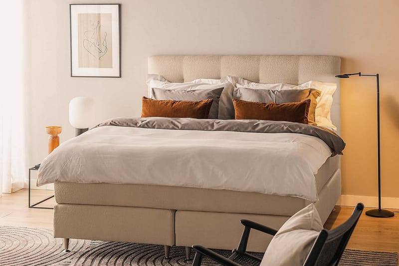 Jenkkisänky Oslo Lyx 180x200 cm Buklee - Beige - Huonekalut - Sänky - Jenkkisängyt