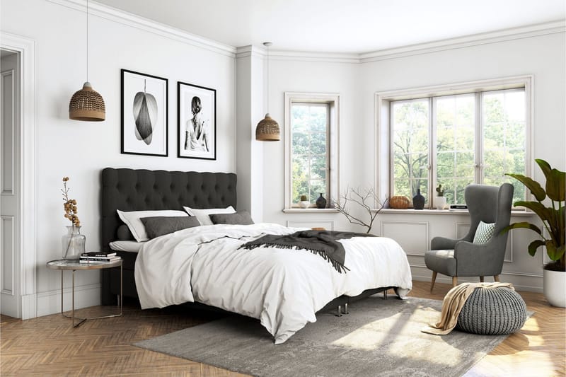 Jenkkisänky Roma Lyx 140x200 - Musta/Hopea jalat - Huonekalut - Sänky - Jenkkisängyt