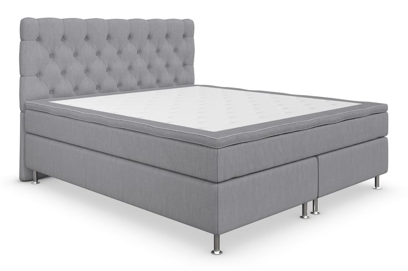 Jenkkisänky Roma Lyx 160x200 - Vaaleanharmaa/Hopea jalat - Huonekalut - Sänky - Jenkkisängyt
