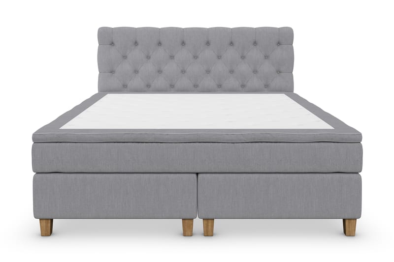 Jenkkisänky Roma Lyx 160x200 - Vaaleanharmaa/Tammijalat - Huonekalut - Sänky - Jenkkisängyt