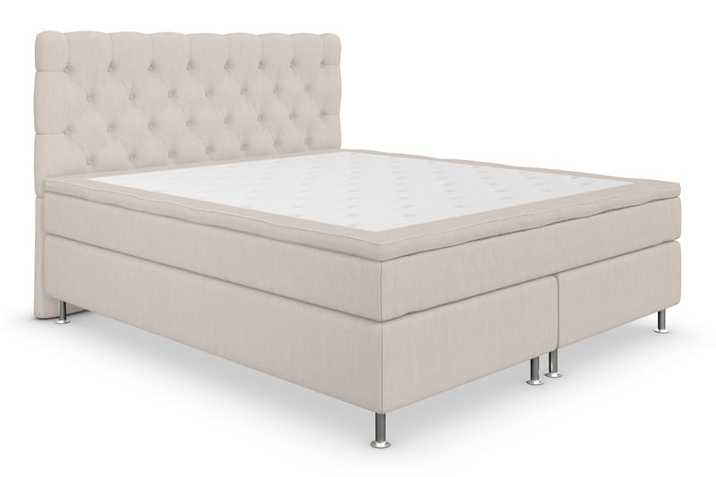 Jenkkisänky Roma Lyx 180x200 - Beige/Hopea jalat - Huonekalut - Sänky - Jenkkisängyt