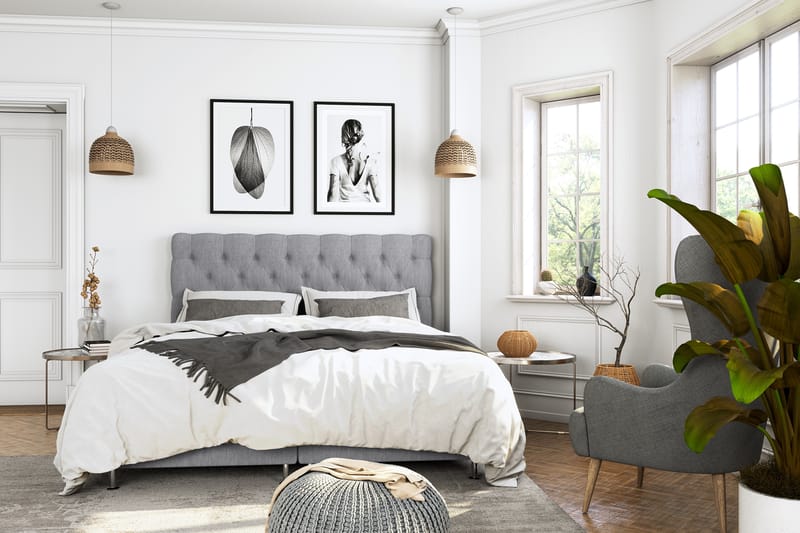 Jenkkisänky Roma Lyx 180x200 - Vaaleanharmaa/Hopea jalat - Huonekalut - Sänky - Jenkkisängyt