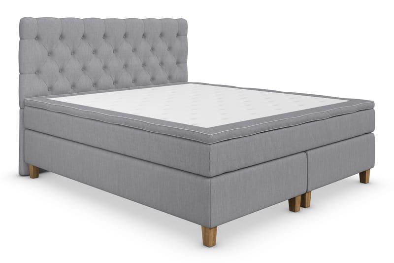 Jenkkisänky Roma Lyx 180x200 - Vaaleanharmaa/Tammijalat - Huonekalut - Sänky - Jenkkisängyt