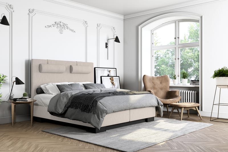 Jenkkisänky Romance Lyx 140x200 - Beige - Huonekalut - Sänky - Jenkkisängyt