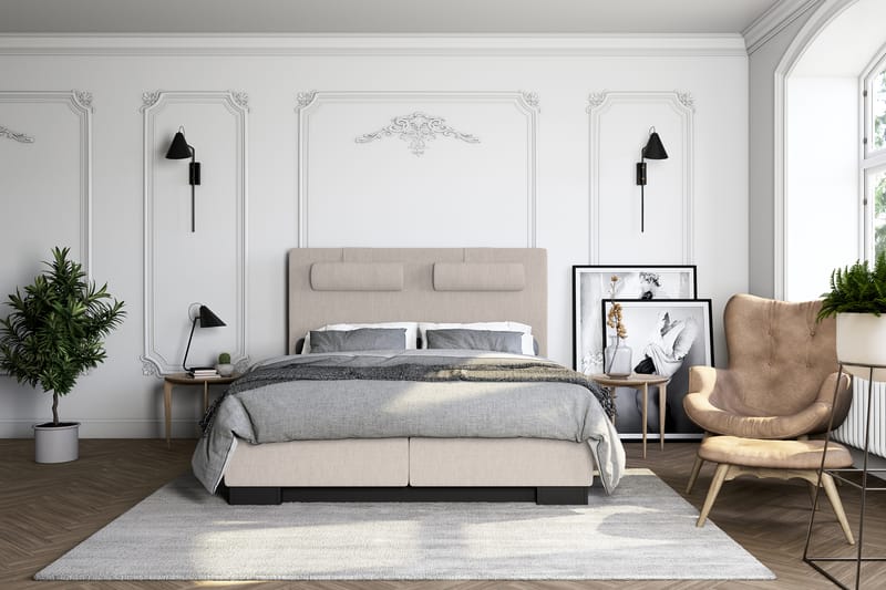 Jenkkisänky Romance Lyx 140x200 - Beige - Huonekalut - Sänky - Jenkkisängyt