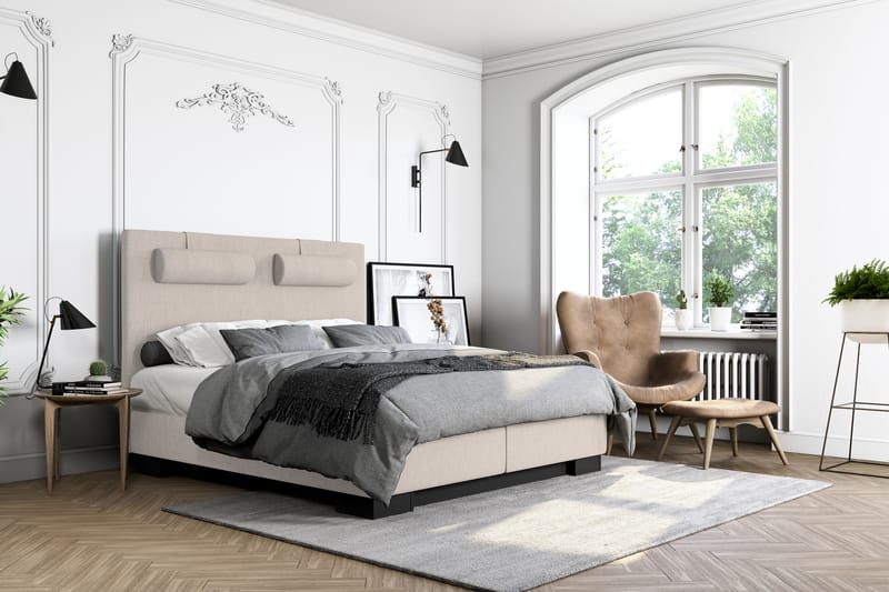 Jenkkisänky Romance Lyx 140x210 - Beige - Huonekalut - Sänky - Jenkkisängyt