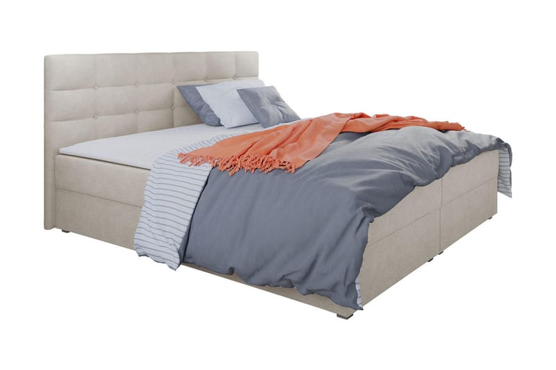 Jenkkisänky Selmes 140x200 cm sängynpäädyllä, Beige