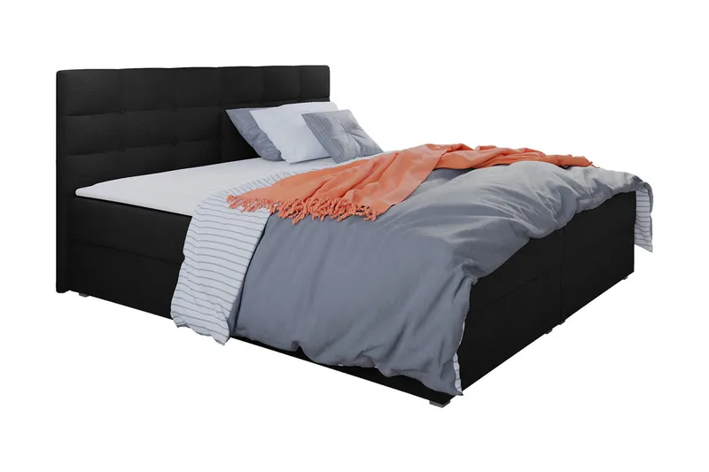 Jenkkisänky Selmes 140x200 cm sängynpäädyllä - Musta - Huonekalut - Sänky - Jenkkisängyt