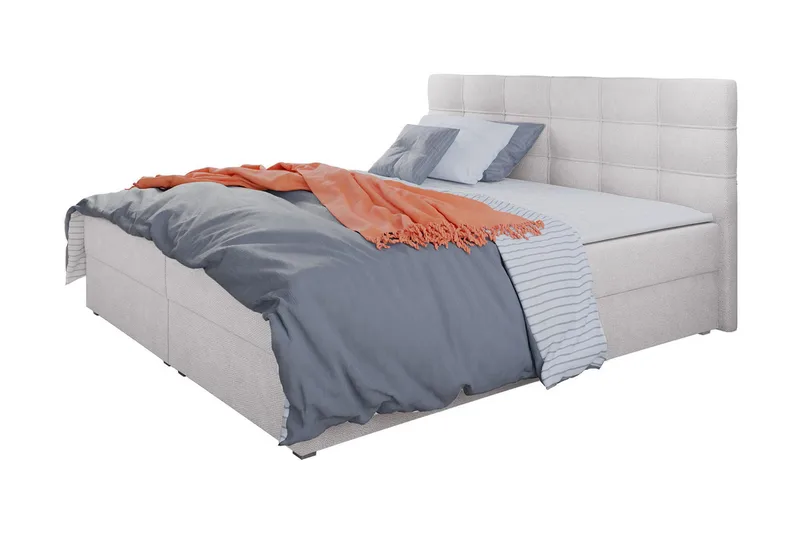 Jenkkisänky Selmes 140x200 cm sängynpäädyllä - Vaaleanharmaa - Huonekalut - Sänky - Jenkkisängyt