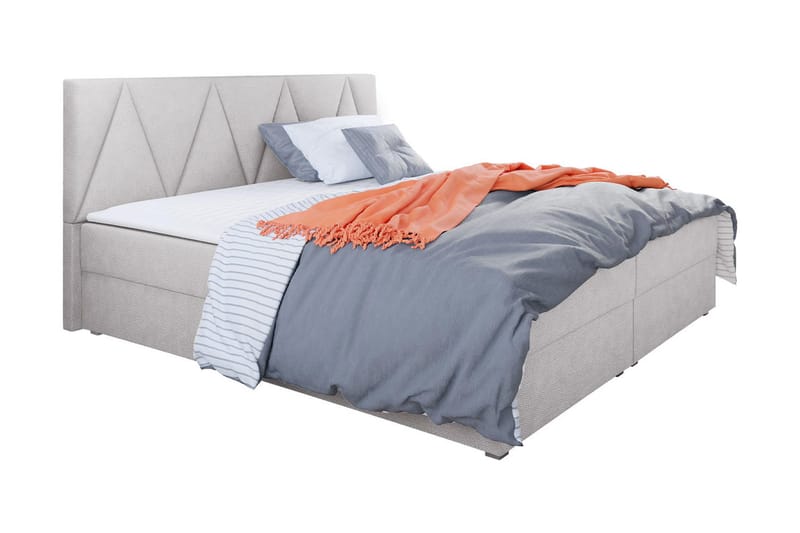 Jenkkisänky Selmes 140x200 cm sängynpäädyllä - Vaaleanharmaa - Huonekalut - Sänky - Jenkkisängyt