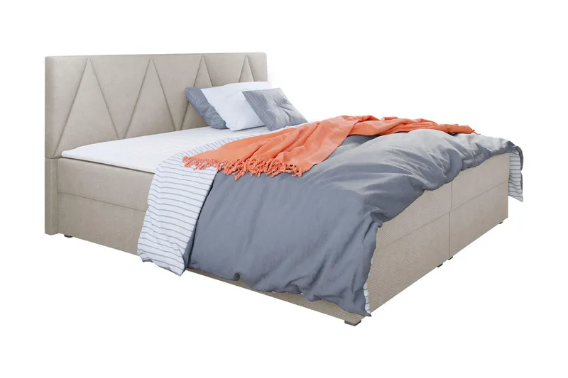 Jenkkisänky Selmes 160x200 cm sängynpäädyllä, Beige