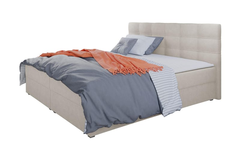 Jenkkisänky Selmes 160x200 cm sängynpäädyllä - Beige - Huonekalut - Sänky - Jenkkisängyt