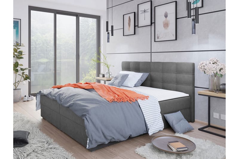 Jenkkisänky Selmes 180x200 cm sängynpäädyllä - Roosa - Huonekalut - Sänky - Jenkkisängyt