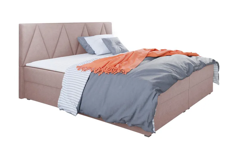 Jenkkisänky Selmes 180x200 cm sängynpäädyllä - Roosa - Huonekalut - Sänky - Jenkkisängyt