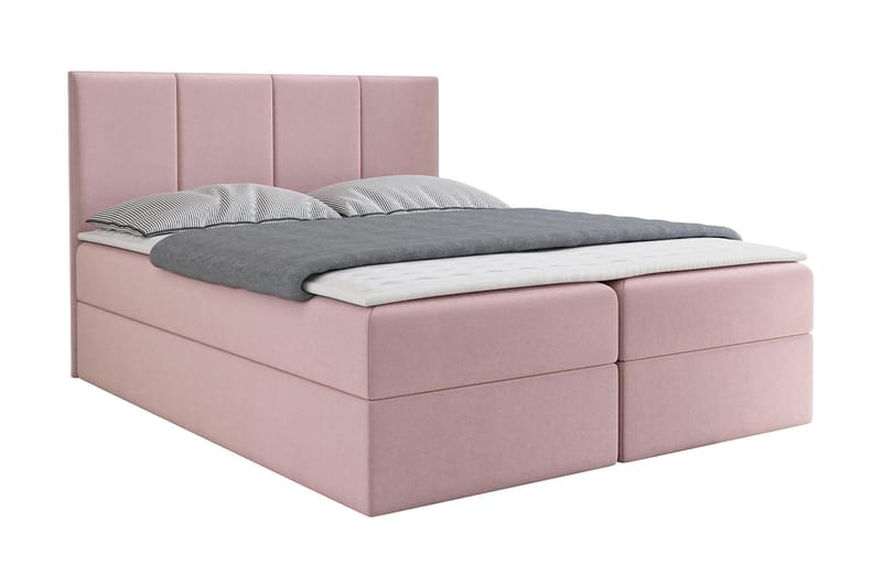 Jenkkisänky Skudderup 160x200 cm + Sijauspatja - Roosa - Huonekalut - Sänky - Jenkkisängyt