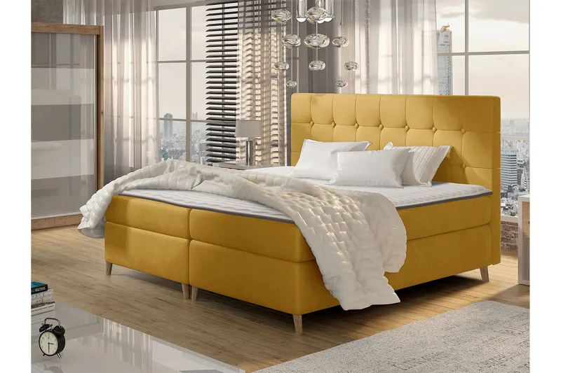 Jenkkisänky Taiwan 180x200 cm - Keltainen - Huonekalut - Sänky - Jenkkisängyt