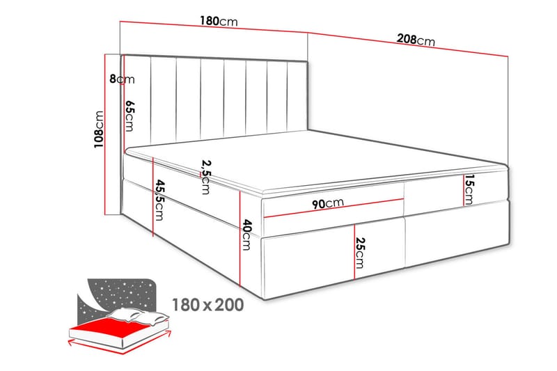 Jenkkisänky Vidin 180x200 cm Medium - Musta - Huonekalut - Sänky - Jenkkisängyt