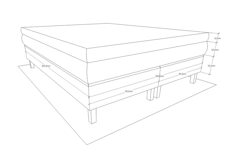 Jenkkisänky Palma 180x200 - Ancona Harmaa - Huonekalut - Sänky - Parisänky