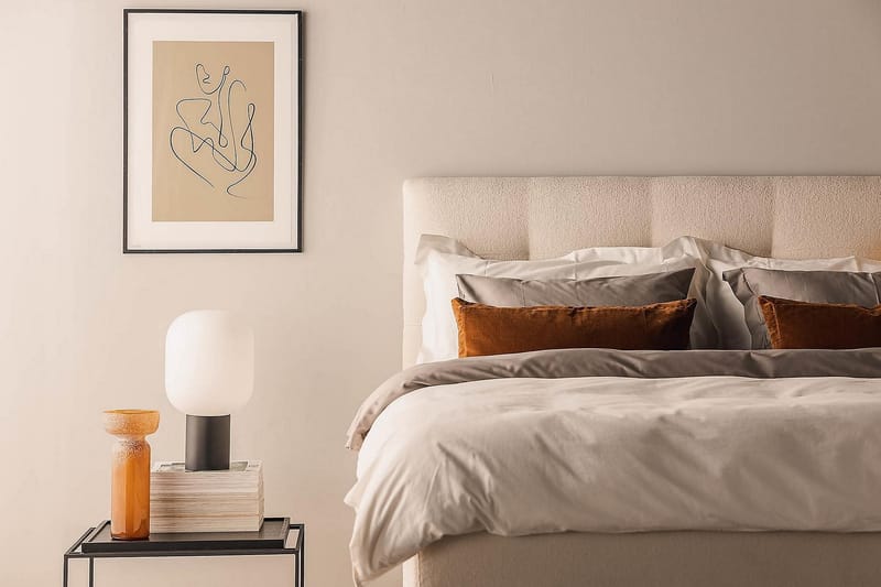 Kakichi Luxe Täydellinen Sänkypaketti Jenkkisänky 180x200 cm sängynpäädyllä - Vaaleabeige - Huonekalut - Sänky - Jenkkisängyt