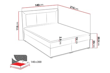 Moden sänkypaketti – jenkkisänky 140x215 cm kangasta, säilytyksellä, sängynpäädyllä + petauspatja, kovuusaste pehmeä - Beige - Huonekalut - Sänky - Jenkkisängyt