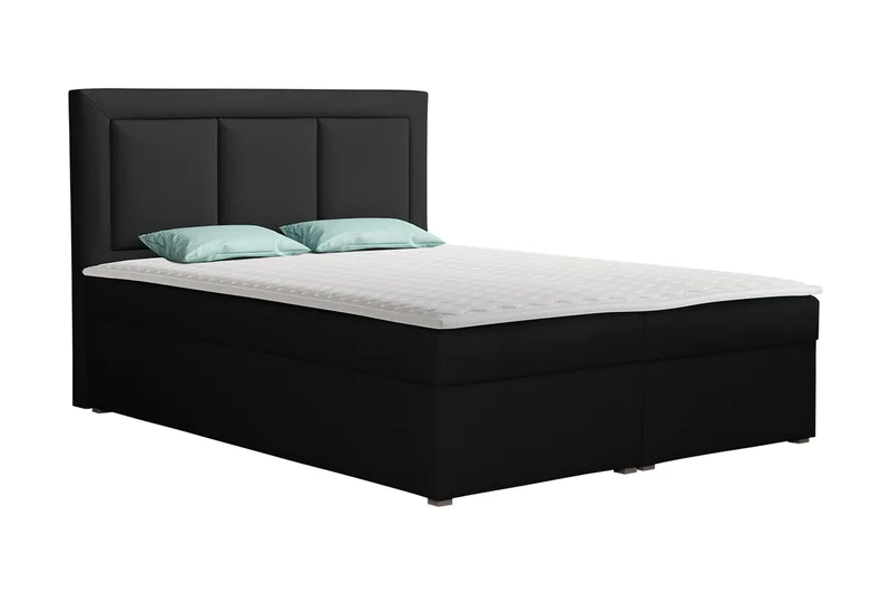 Moden sänkypaketti – jenkkisänky 140x215 cm sängynpäädyllä + petauspatja, Musta