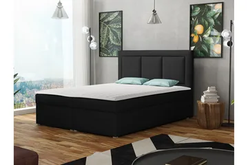 Moden sänkypaketti – jenkkisänky 140x215 cm sängynpäädyllä + petauspatja - Musta - Huonekalut - Sänky - Jenkkisängyt