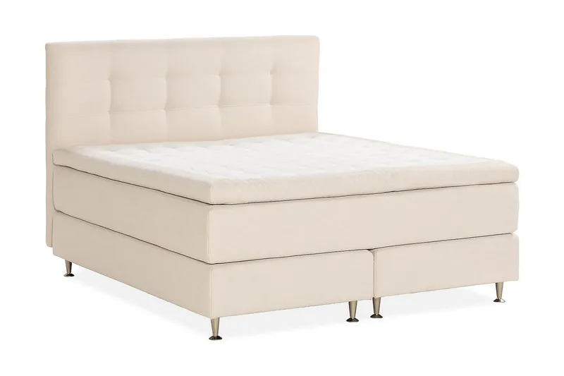 Oslo Lyx Luxe Täydellinen Sänkypaketti Jenkkisänky 180x200 cm sängynpäädyllä - Vaaleabeige - Huonekalut - Sänky - Jenkkisängyt
