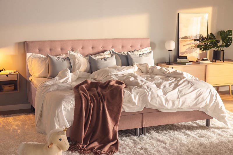 Perhesänky Sänkypaketti Rebeca 240x210 cm - (+Lisää) Roosa - Huonekalut - Sänky - Jenkkisängyt