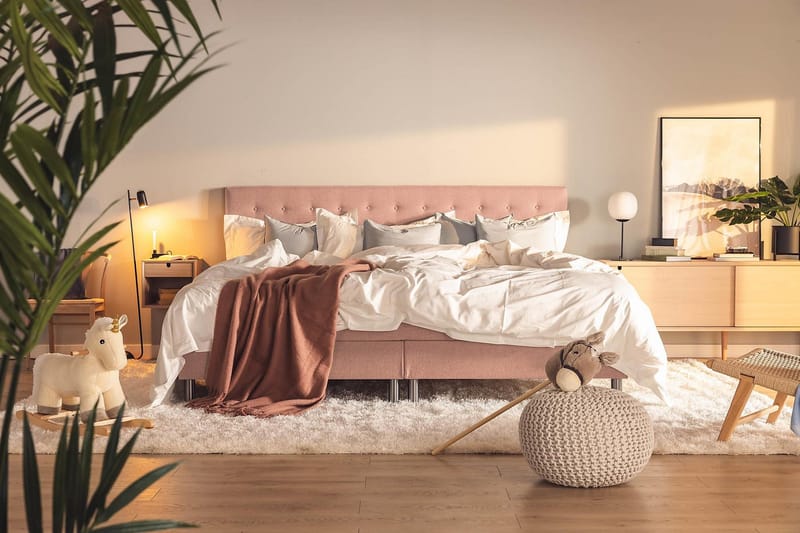 Perhesänky Sänkypaketti Rebeca 240x210 cm - (+Lisää) Roosa - Huonekalut - Sänky - Jenkkisängyt