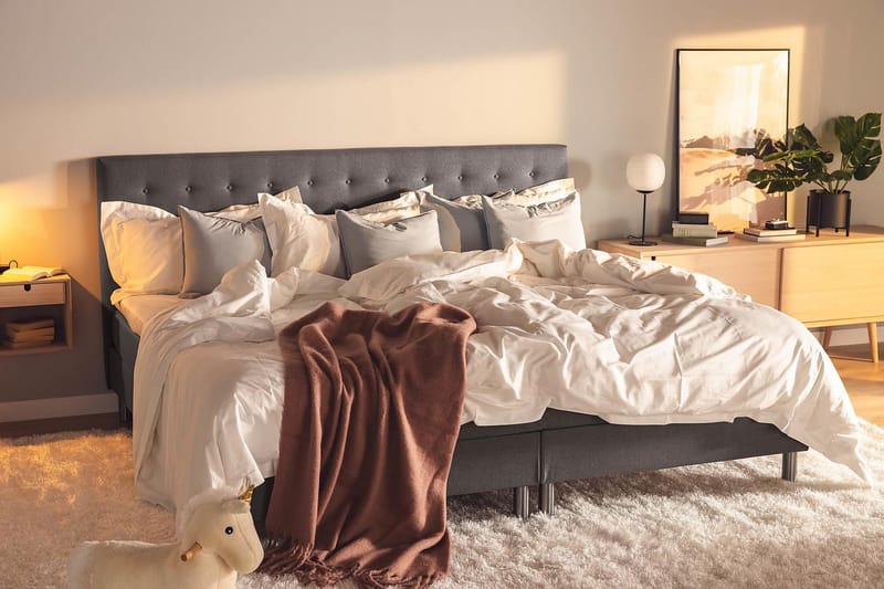 Perhesänky Sänkypaketti Rebeca 240x210 cm - (+Lisää) Tummanharmaa - Huonekalut - Sänky - Jenkkisängyt