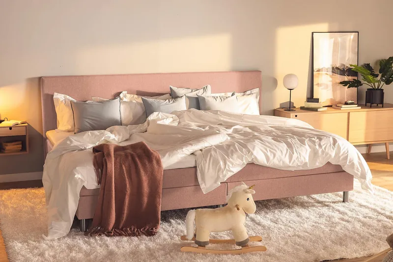 Perhesänky Sänkypaketti Rebeca 280x200 cm - (+Lisää) Roosa - Huonekalut - Sänky - Jenkkisängyt