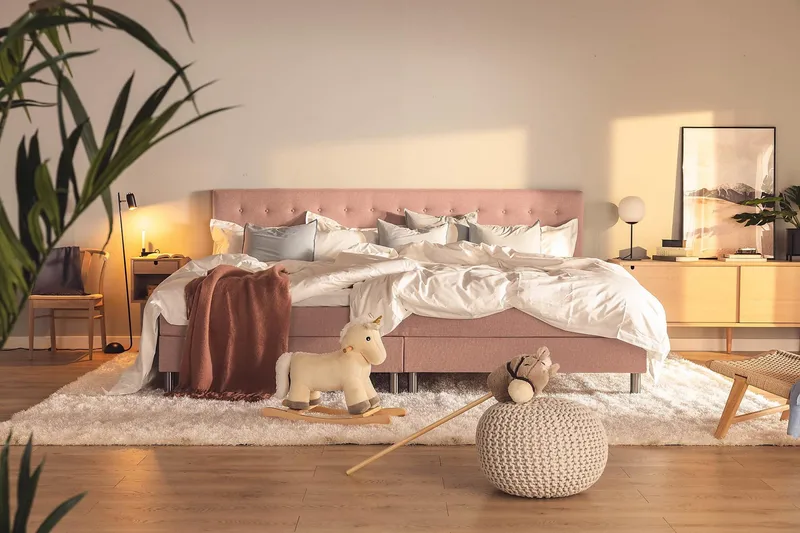 Perhesänky Sänkypaketti Rebeca 280x210 cm - (+Lisää) Roosa - Huonekalut - Sänky - Jenkkisängyt