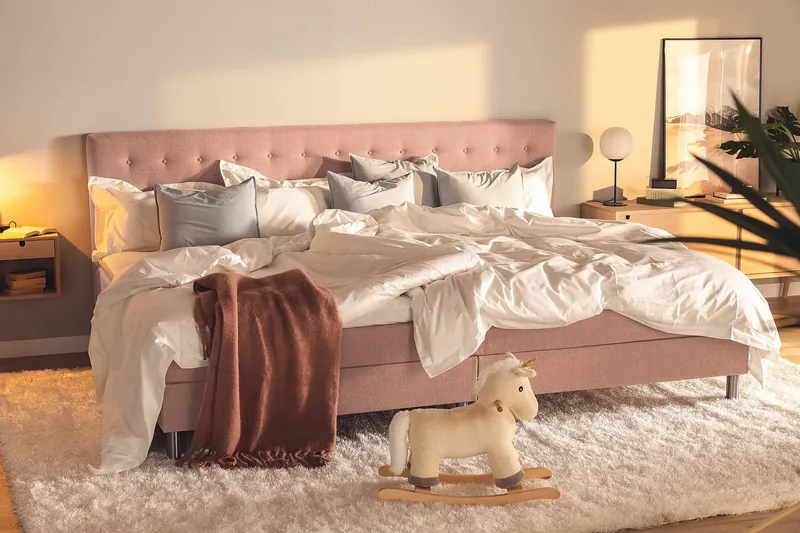 Perhesänky Sänkypaketti Rebeca 280x210 cm - (+Lisää) Roosa - Huonekalut - Sänky - Jenkkisängyt