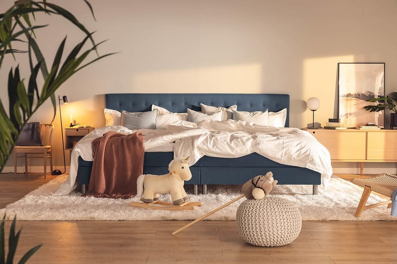 Perhesänky Sänkypaketti Rebeca 280x210 cm - (+Lisää) Tummansininen - Huonekalut - Sänky - Jenkkisängyt