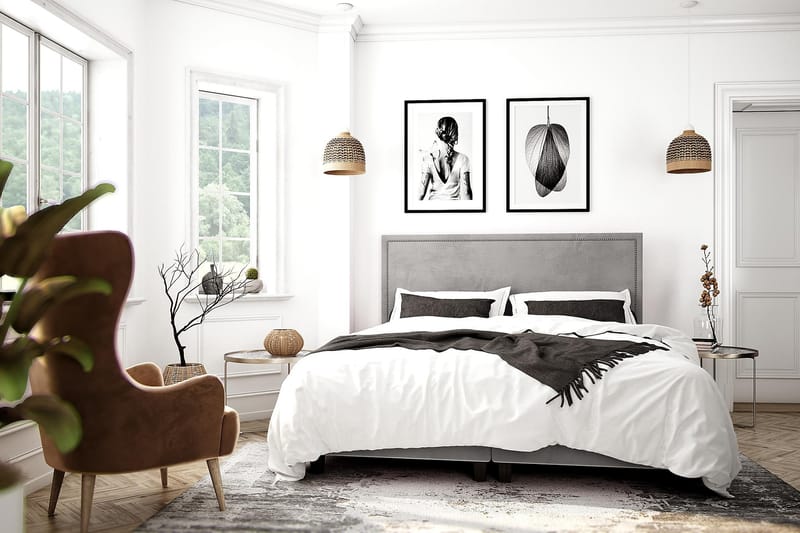 Romance Lyx Velvet 160x200 - Vaaleanharmaa - Huonekalut - Sänky - Jenkkisängyt