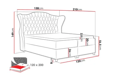 Sänkypaketti – jenkkisänky 120x200 cm kankaasta säilytyksellä ja sängynpäädyllä + petauspatja kovuusasteella medium - Ruskea - Huonekalut - Sänky - Jenkkisängyt