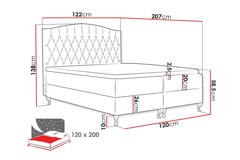 Sänkypaketti – jenkkisänky 120x200 cm kankaasta säilytyksellä ja sängynpäädyllä + petauspatja kovuusasteella medium - Musta - Huonekalut - Sänky - Jenkkisängyt