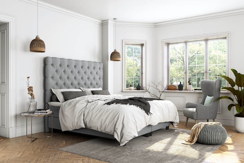 Sänkypaketti Boxford 105x200 Säilytyssänky - Vaaleanharmaa - Huonekalut - Sänky - Jenkkisängyt
