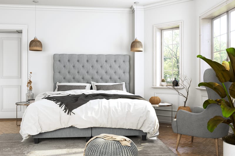 Sänkypaketti Boxford 140x200 Säilytyssänky - Vaaleanharmaa - Huonekalut - Sänky - Jenkkisängyt