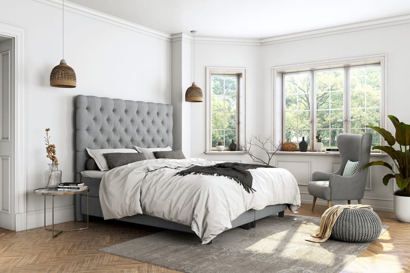 Sänkypaketti Boxford 140x200 Säilytyssänky - Vaaleanharmaa - Huonekalut - Sänky - Jenkkisängyt