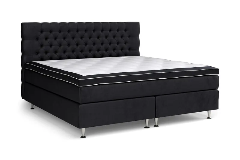 Sänkypaketti Celine 210x210 cm Sametti - Musta - Huonekalut - Sänky - Jenkkisängyt