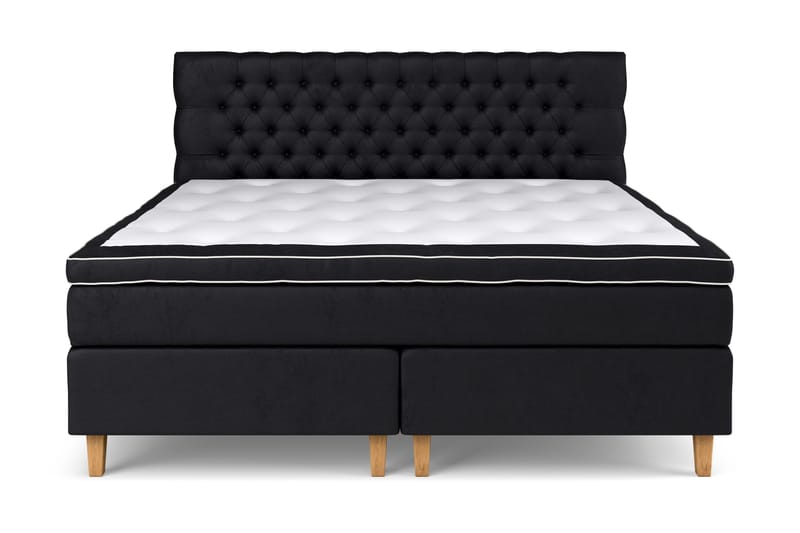 Sänkypaketti Celine 210x210 cm Sametti - Musta - Huonekalut - Sänky - Jenkkisängyt