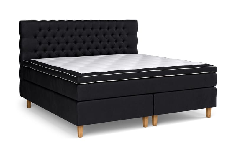 Sänkypaketti Celine 210x210 cm Sametti - Musta - Huonekalut - Sänky - Jenkkisängyt