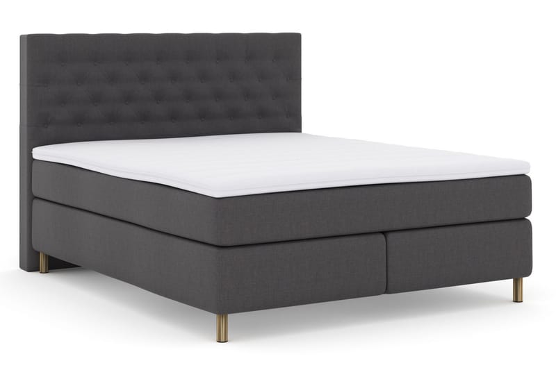 Sänkypaketti Choice No 3 160x200 Kova/Medium - Tummanharmaa/Kuparijalat - Huonekalut - Sänky - Jenkkisängyt