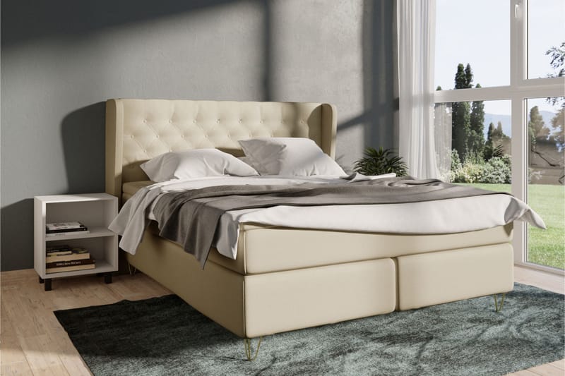 Sänkypaketti Choice No 4 120x200 Kova - Beige/Kulta Jalat - Huonekalut - Sänky - Jenkkisängyt
