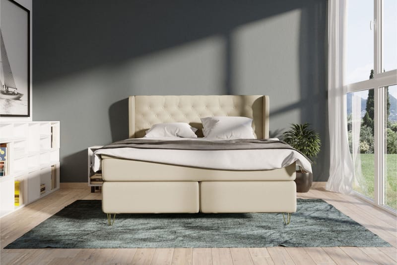 Sänkypaketti Choice No 4 120x200 Kova - Beige/Kulta Jalat - Huonekalut - Sänky - Jenkkisängyt