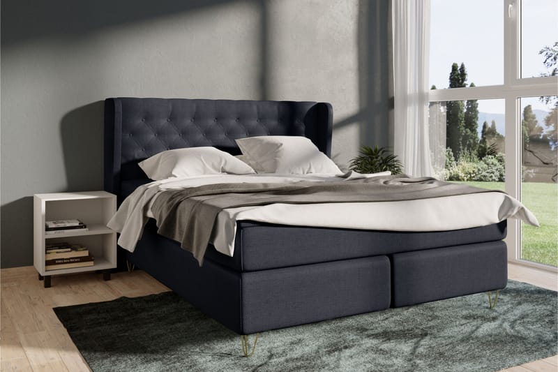 Sänkypaketti Choice No 4 120x200 Kova - Sininen/Kulta Jalat - Huonekalut - Sänky - Jenkkisängyt
