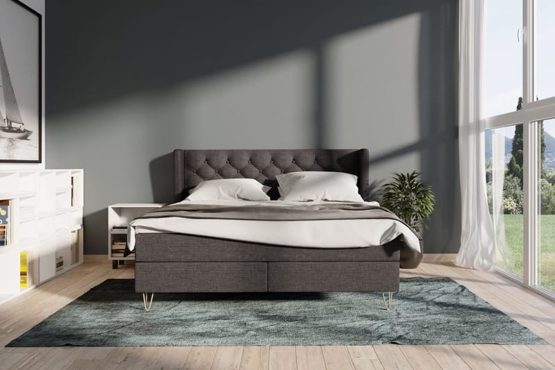 Sänkypaketti Choice No 4 120x200 Medium - Tummanharmaa/Kuparijalat - Huonekalut - Sänky - Jenkkisängyt