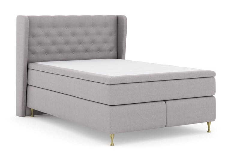 Sänkypaketti Choice No 4 140x200 Kova/Medium - Vaaleanharmaa/Kulta Jalat - Huonekalut - Sänky - Jenkkisängyt