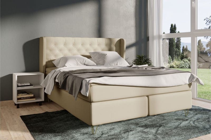 Sänkypaketti Choice No 4 180x200 Kova - Beige/Kulta Jalat - Huonekalut - Sänky - Jenkkisängyt